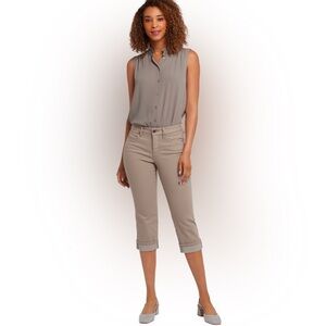 NWT⚜️NYDJ Marilyn Straight Crop Cuff Stretch Jeans, Tan “Saddlewood”, 21” Inseam